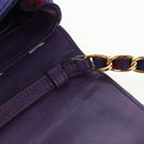 PRADA Chain Shoulder Bag Satin Purple Gold Auth 165419V-22