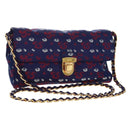 PRADA Chain Shoulder Bag Satin Purple Gold Auth 165419V-1