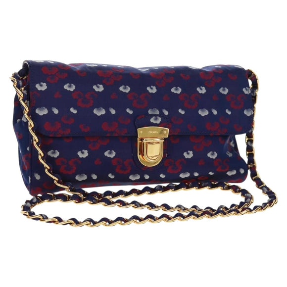 PRADA Chain Shoulder Bag Satin Purple Gold Auth 165419V