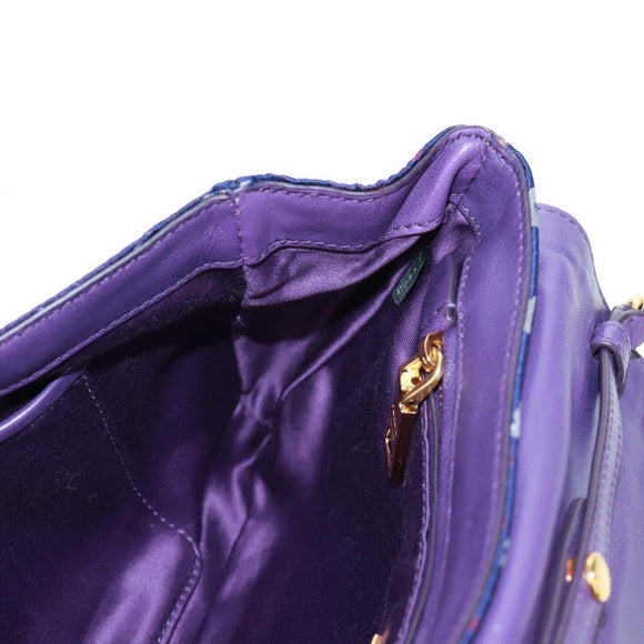 PRADA Chain Shoulder Bag Satin Purple Gold Auth 165419V