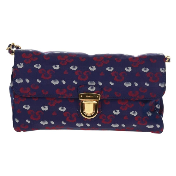 PRADA Chain Shoulder Bag Satin Purple Gold Auth 165419V