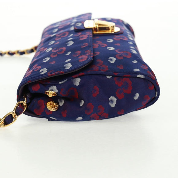 PRADA Chain Shoulder Bag Satin Purple Gold Auth 165419V