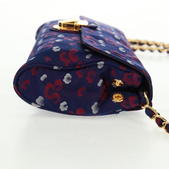 PRADA Chain Shoulder Bag Satin Purple Gold Auth 165419V