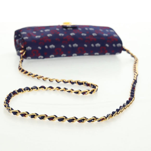 PRADA Chain Shoulder Bag Satin Purple Gold Auth 165419V