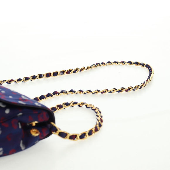 PRADA Chain Shoulder Bag Satin Purple Gold Auth 165419V