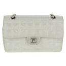 CHANEL New Travel line Choco Bar 25 Chain Bag Nylon Silver CC Auth 165427V-14