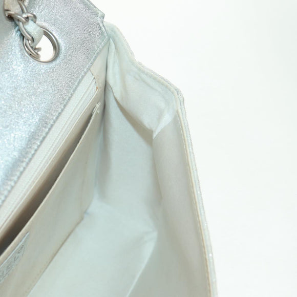 CHANEL New Travel line Choco Bar 25 Chain Bag Nylon Silver CC Auth 165427V