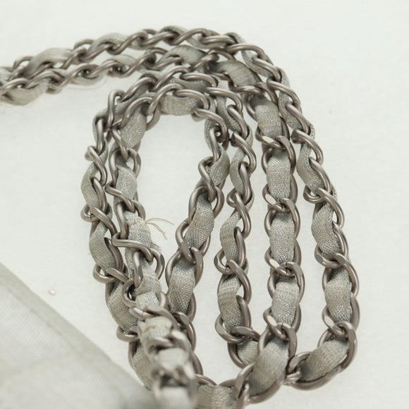 CHANEL New Travel line Choco Bar 25 Chain Bag Nylon Silver CC Auth 165427V