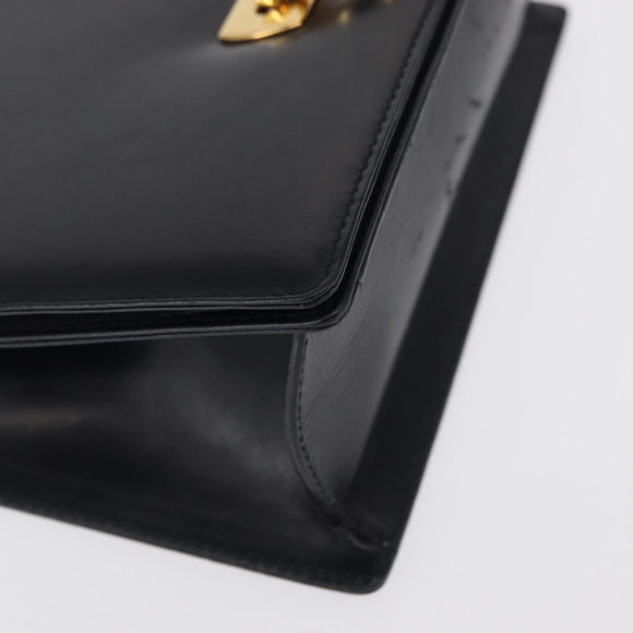 Salvatore Ferragamo Gancini Shoulder Bag Leather Navy Gold Auth 165428