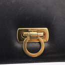 Salvatore Ferragamo Gancini Shoulder Bag Leather Navy Gold Auth 165428-14