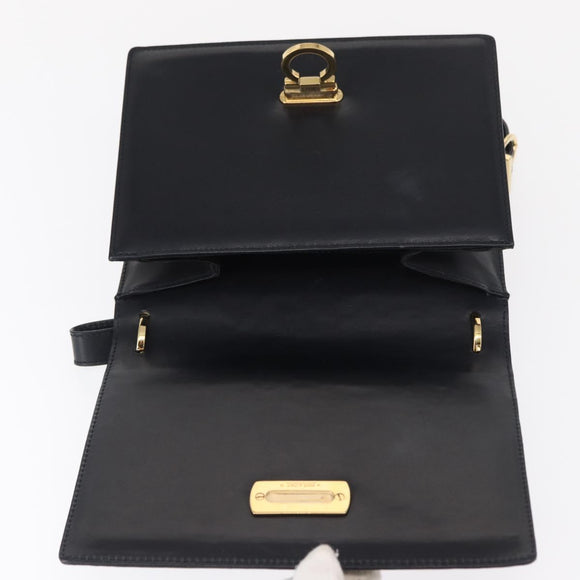 Salvatore Ferragamo Gancini Shoulder Bag Leather Navy Gold Auth 165428