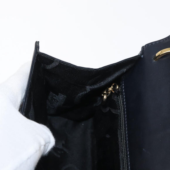 Salvatore Ferragamo Gancini Shoulder Bag Leather Navy Gold Auth 165428