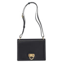 Salvatore Ferragamo Gancini Shoulder Bag Leather Navy Gold Auth 165428-2