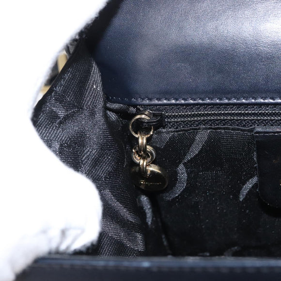 Salvatore Ferragamo Gancini Shoulder Bag Leather Navy Gold Auth 165428