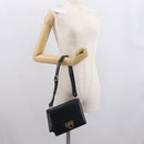 Salvatore Ferragamo Gancini Shoulder Bag Leather Navy Gold Auth 165428-22