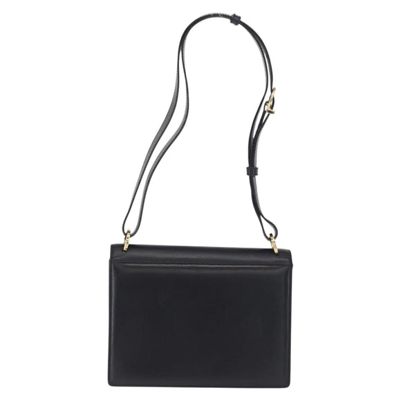 Salvatore Ferragamo Gancini Shoulder Bag Leather Navy Gold Auth 165428