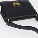 Salvatore Ferragamo Gancini Shoulder Bag Leather Navy Gold Auth 165428-6