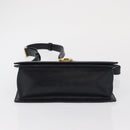 Salvatore Ferragamo Gancini Shoulder Bag Leather Navy Gold Auth 165428-9