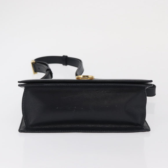 Salvatore Ferragamo Gancini Shoulder Bag Leather Navy Gold Auth 165428