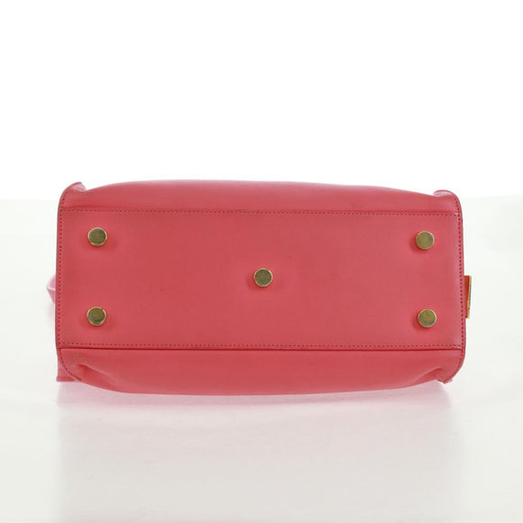 SAINT LAURENT Baby Cabas Hand Bag Leather 2way Gold Pink Auth 165430SAV
