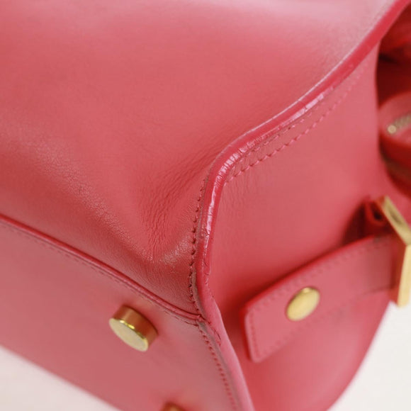 SAINT LAURENT Baby Cabas Hand Bag Leather 2way Gold Pink Auth 165430SAV