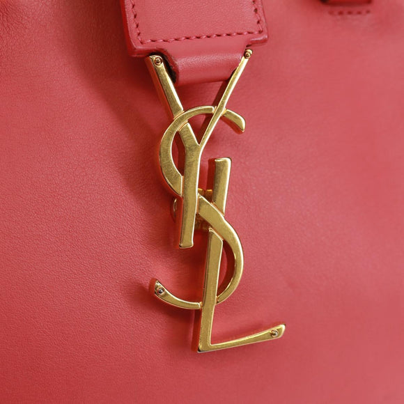 SAINT LAURENT Baby Cabas Hand Bag Leather 2way Gold Pink Auth 165430SAV