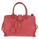 SAINT LAURENT Baby Cabas Hand Bag Leather 2way Gold Pink Auth 165430SAV-2