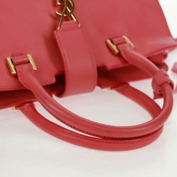 SAINT LAURENT Baby Cabas Hand Bag Leather 2way Gold Pink Auth 165430SAV