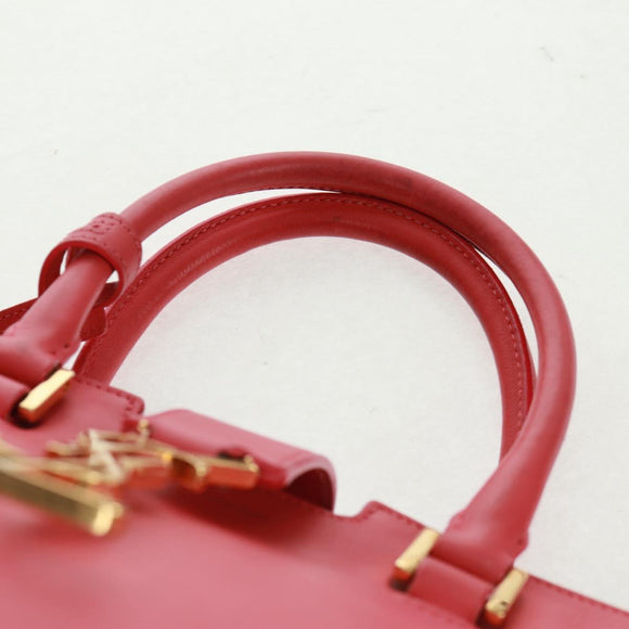 SAINT LAURENT Baby Cabas Hand Bag Leather 2way Gold Pink Auth 165430SAV