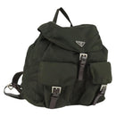PRADA Backpack Nylon Khaki Silver Auth 165432-1