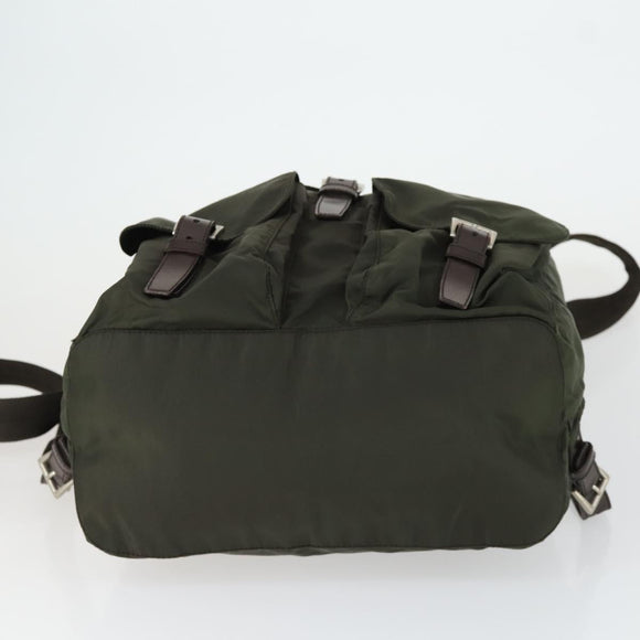 PRADA Backpack Nylon Khaki Silver Auth 165432