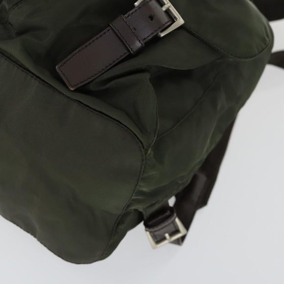 PRADA Backpack Nylon Khaki Silver Auth 165432