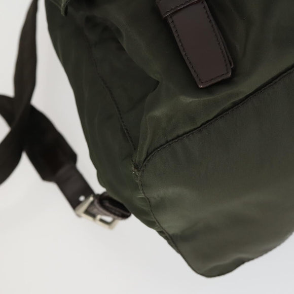 PRADA Backpack Nylon Khaki Silver Auth 165432