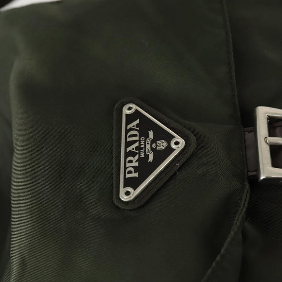 PRADA Backpack Nylon Khaki Silver Auth 165432