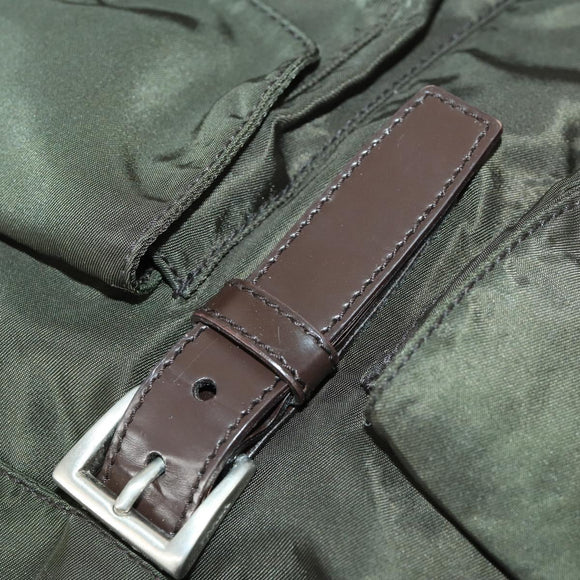 PRADA Backpack Nylon Khaki Silver Auth 165432