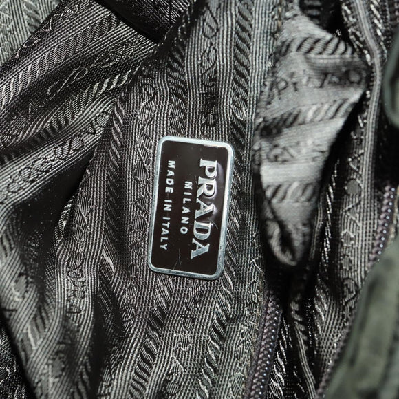 PRADA Backpack Nylon Khaki Silver Auth 165432