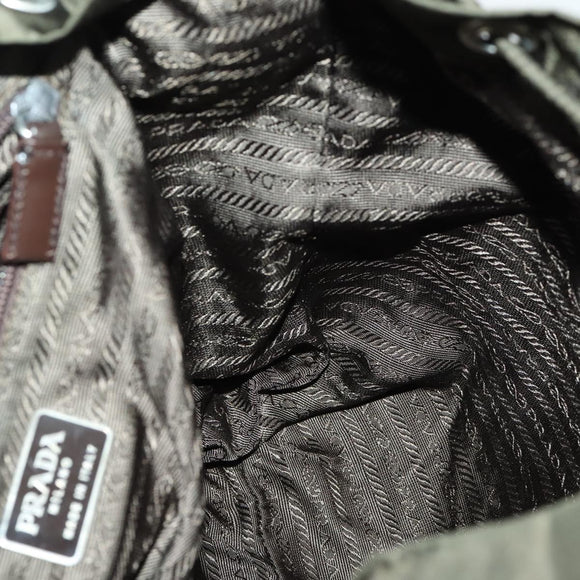 PRADA Backpack Nylon Khaki Silver Auth 165432