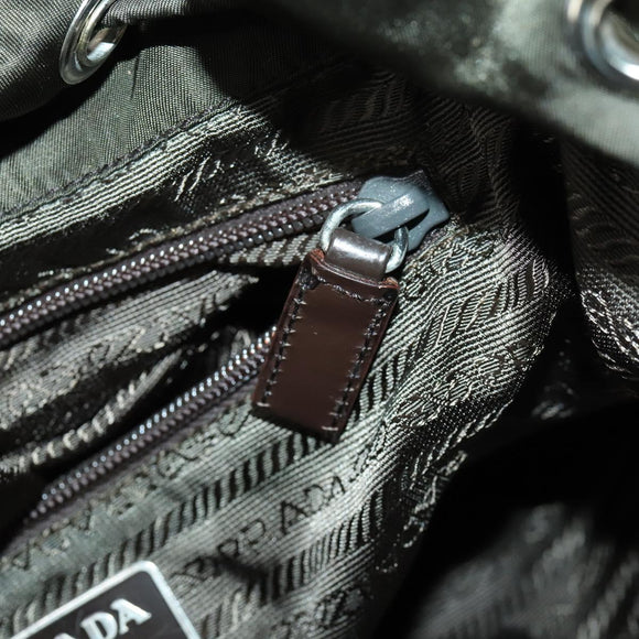 PRADA Backpack Nylon Khaki Silver Auth 165432