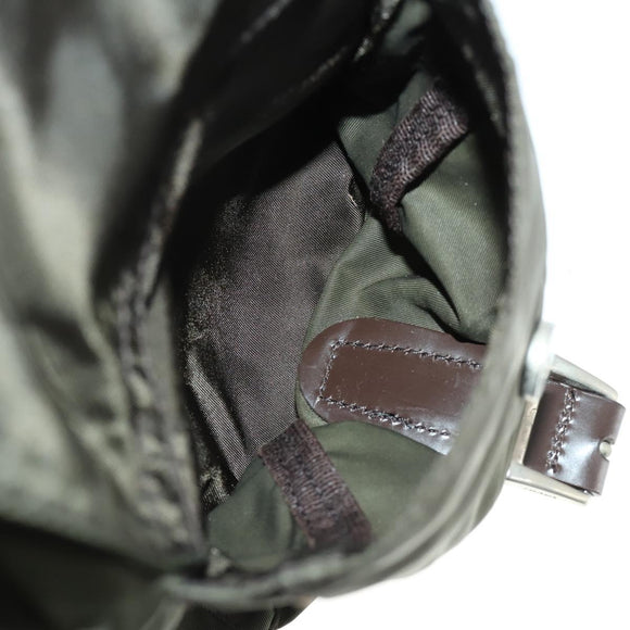 PRADA Backpack Nylon Khaki Silver Auth 165432