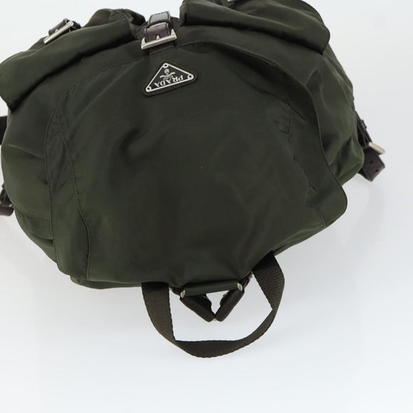 PRADA Backpack Nylon Khaki Silver Auth 165432
