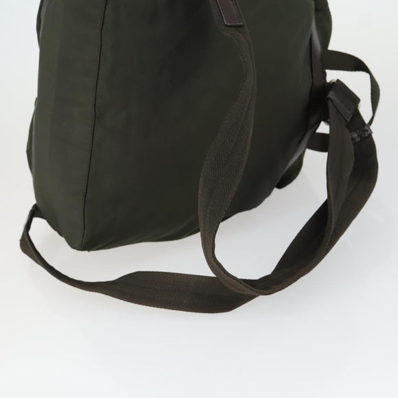 PRADA Backpack Nylon Khaki Silver Auth 165432