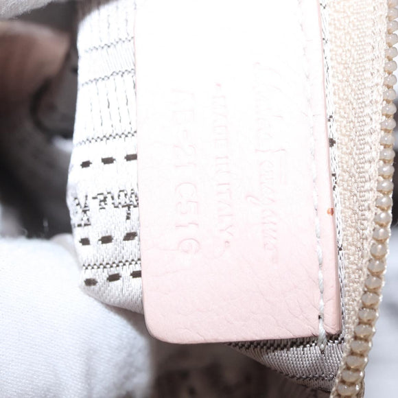 Salvatore Ferragamo Vala Ribbon Schoudertas Leer Roze Goud Auth 165457