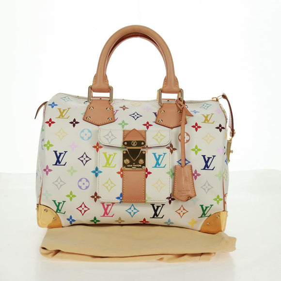 LOUIS VUITTON Monogram Multicolor Speedy 30 Bag White Bron M92643 Auth 165471SAV