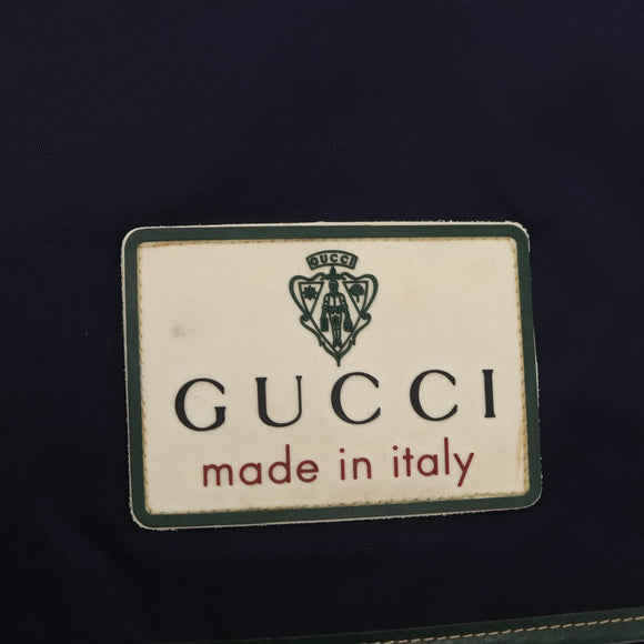 GUCCI Shoulder Bag Nylon Navy Silver 189662 Auth 165474