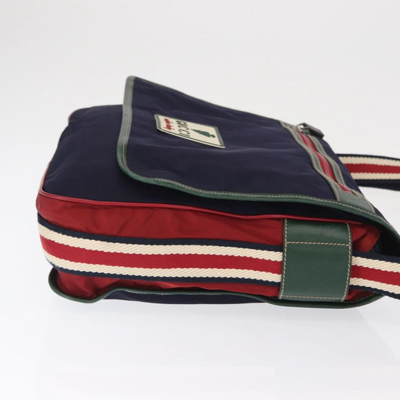 GUCCI Shoulder Bag Nylon Navy Silver 189662 Auth 165474