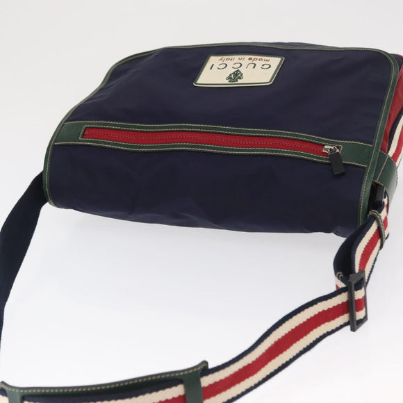 GUCCI Shoulder Bag Nylon Navy Silver 189662 Auth 165474