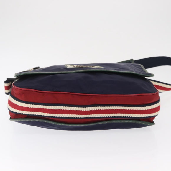 GUCCI Shoulder Bag Nylon Navy Silver 189662 Auth 165474