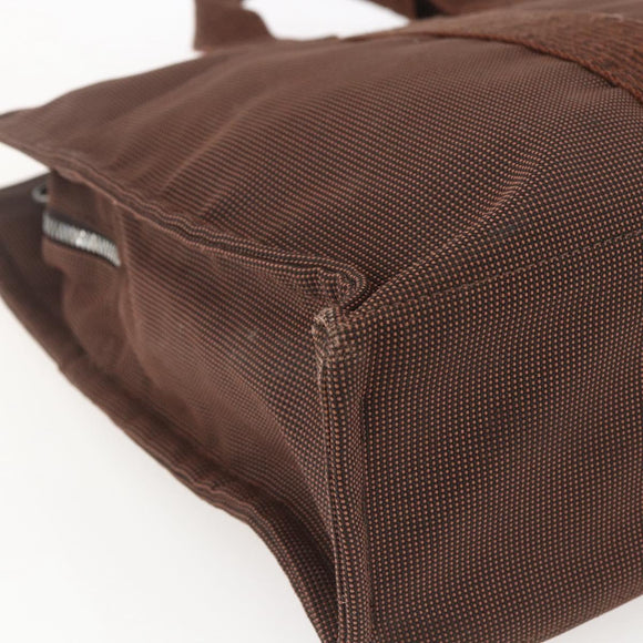 HERMES Her Line Tote MM Tote Bag Canvas Brown Auth 165475
