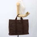 HERMES Her Line Tote MM Tote Bag Canvas Brown Auth 165475-20