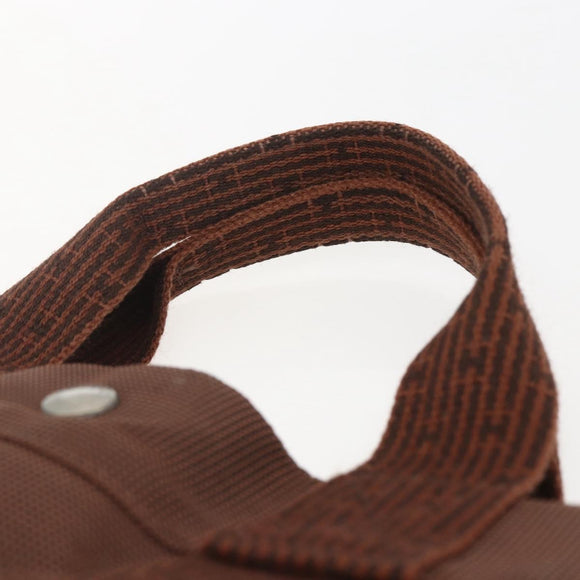 HERMES Her Line Tote MM Tote Bag Canvas Brown Auth 165475